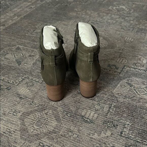 Violet & Red Jenna Suede Olive Ankle Booties - Picture 3 of 6